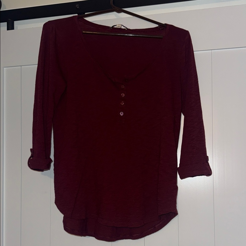 Express Deep Red Long Sleeve Tee